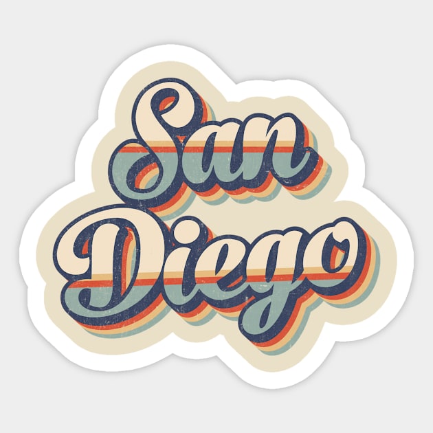 San Diego // Retro Vintage Style Sticker by Stacy Peters Art